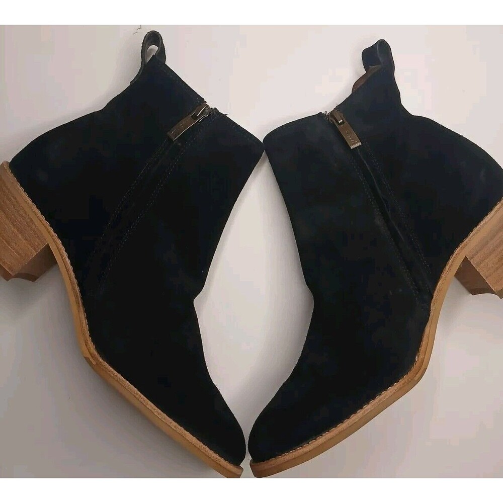 PAUL GREEN Sz 5.5 Sante Soft Black Suede Stretch Panel Zip-up Bootie Western - Picture 3 of 16